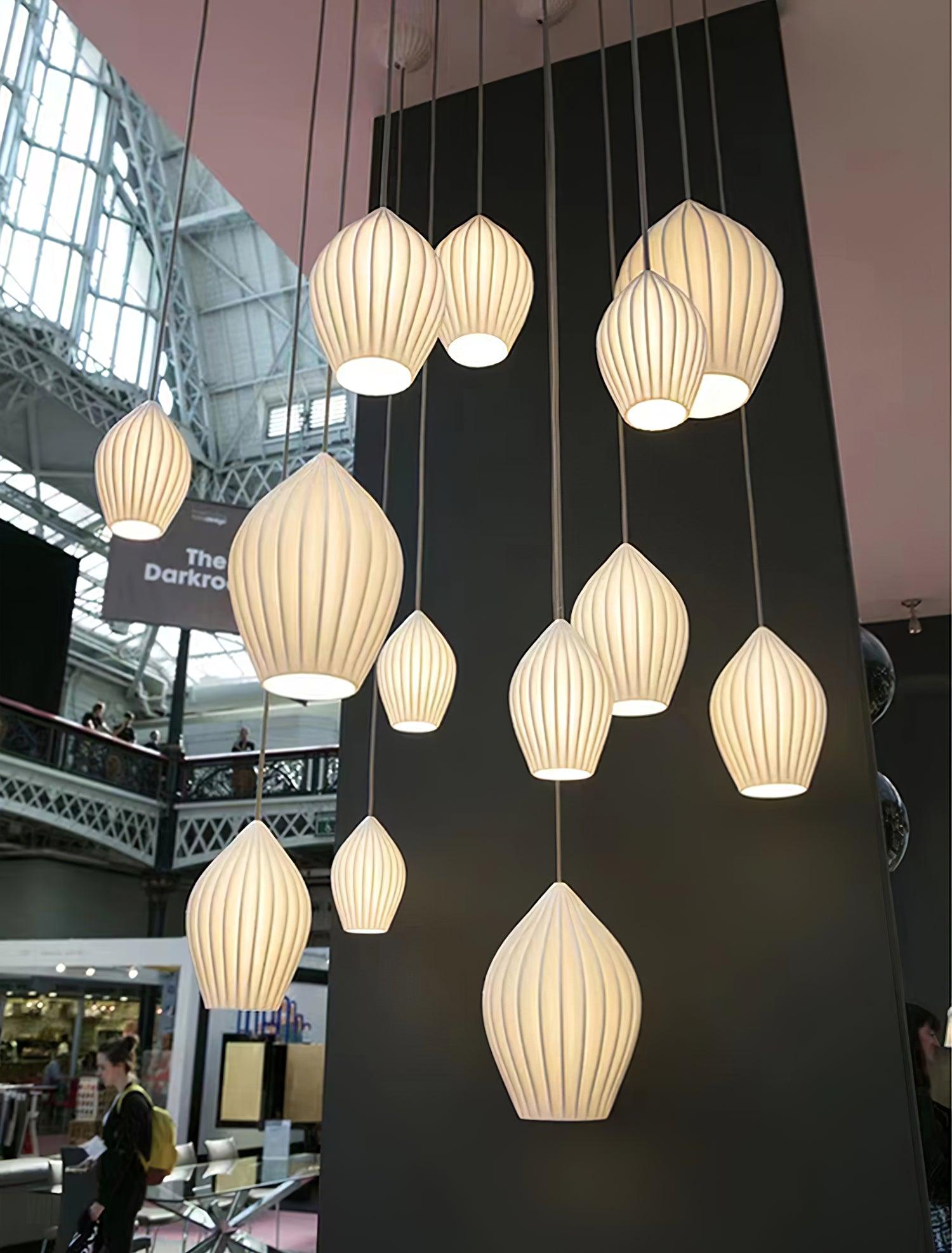 Solara Pendant Lamp Ceramic Ribbed Bone China Elegant - Letslighting