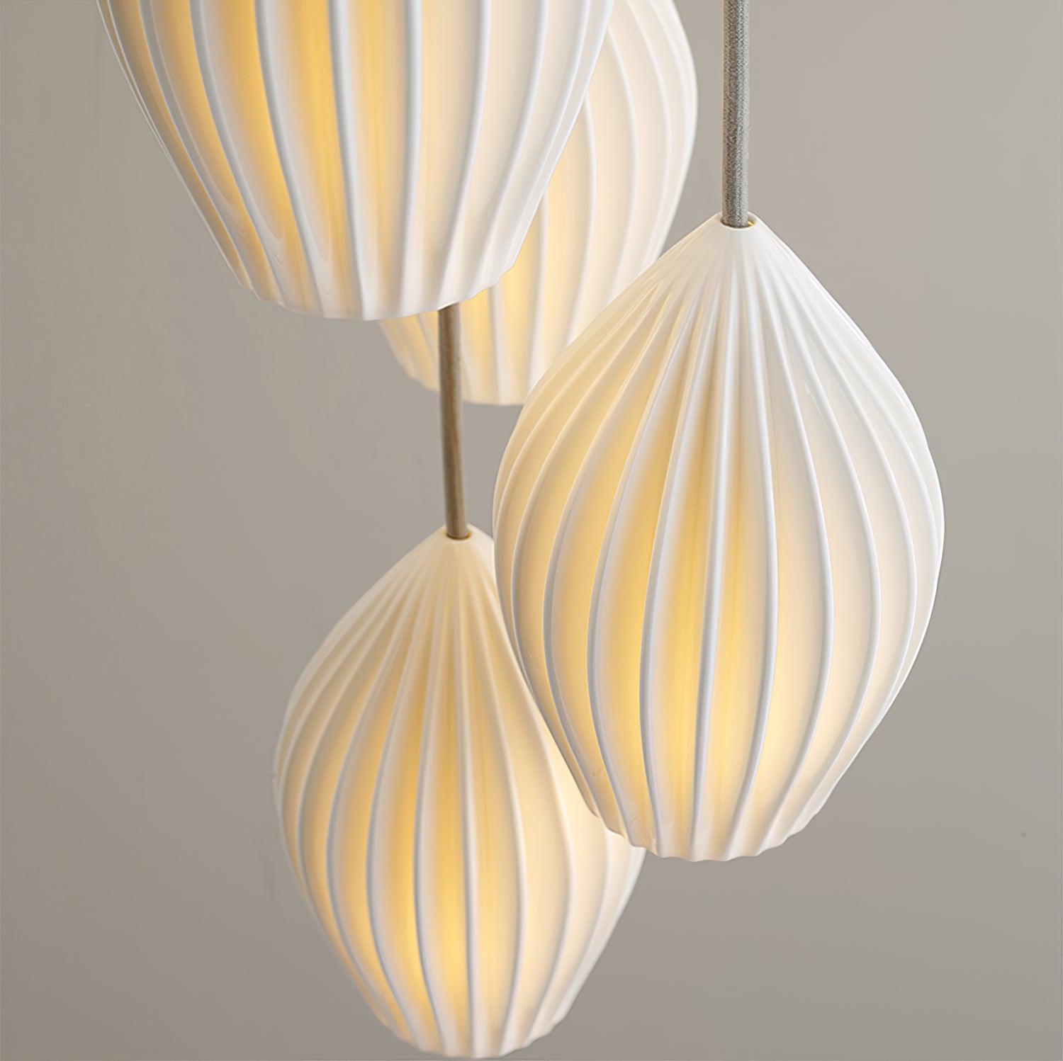 Solara Pendant Lamp Ceramic Ribbed Bone China Elegant - Letslighting