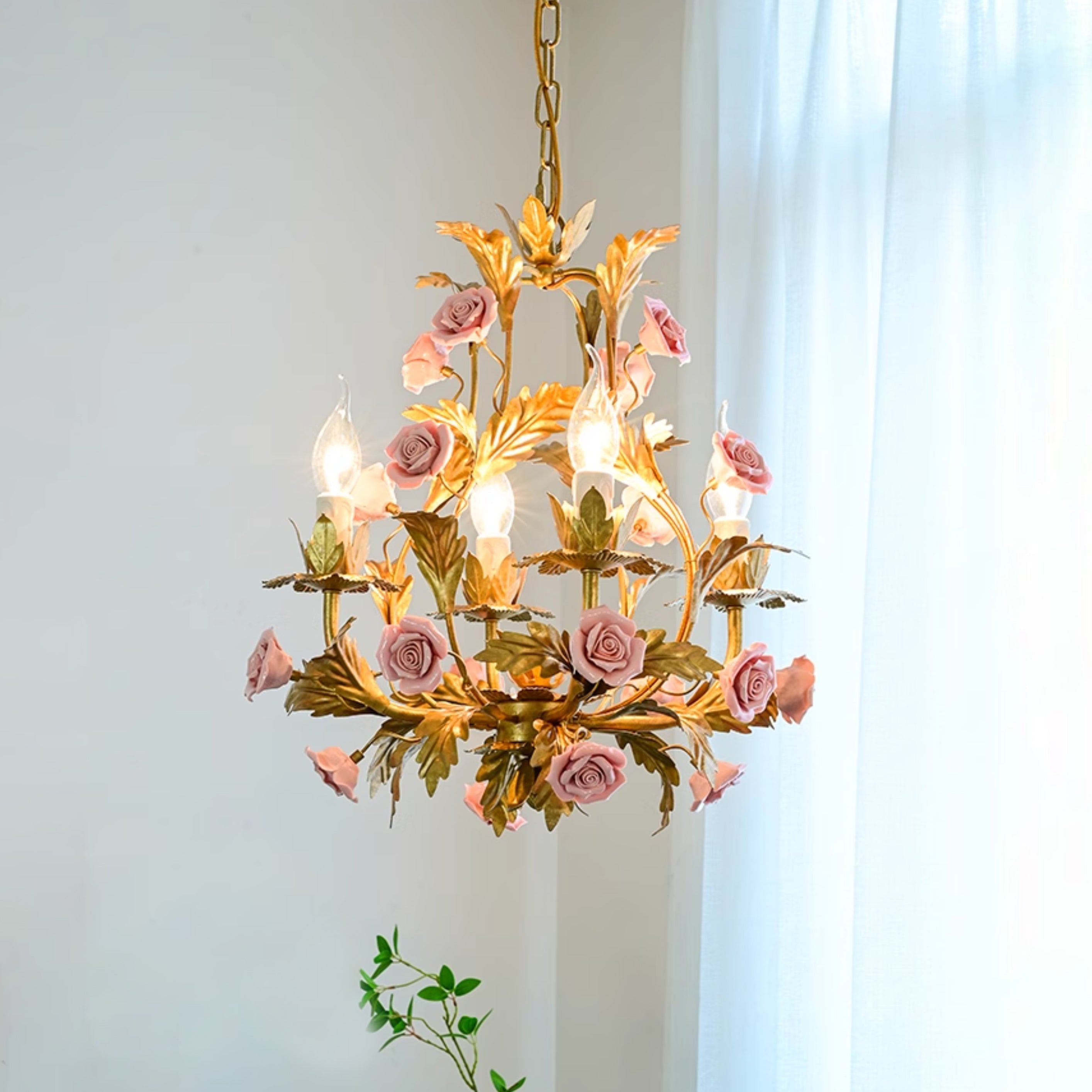 Ember Postmodern Luxury Rose Flower Ceramic Chandelier - Letslighting
