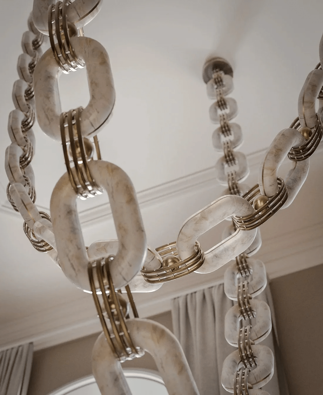 Chain Modern Alabaster Chandelier