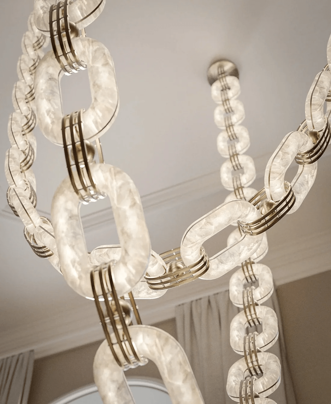 Chain Modern Alabaster Chandelier