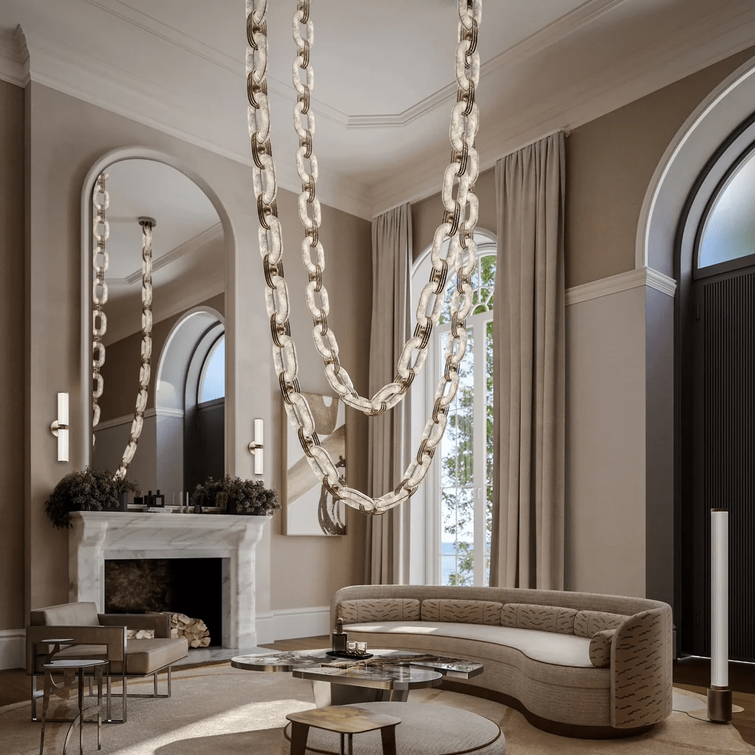 Chain Modern Alabaster Chandelier