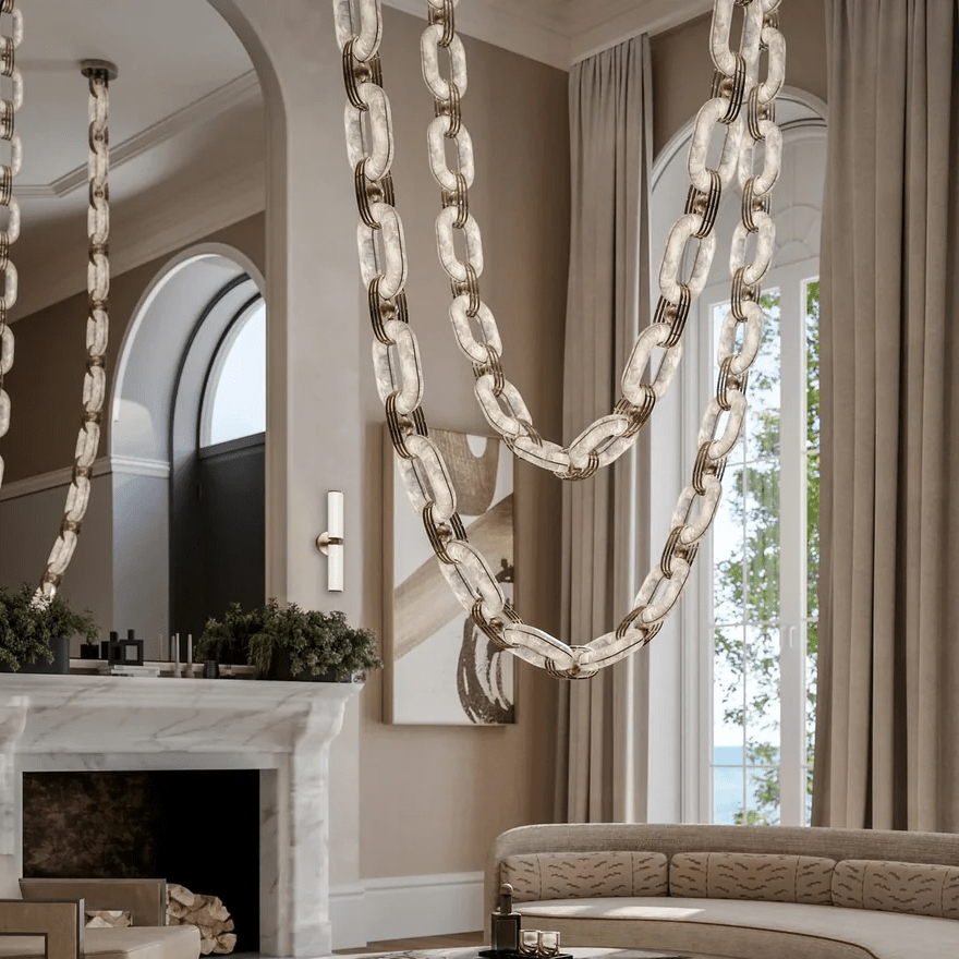 Chain Modern Alabaster Chandelier