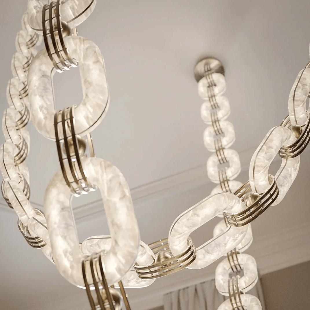 Chain Modern Alabaster Chandelier
