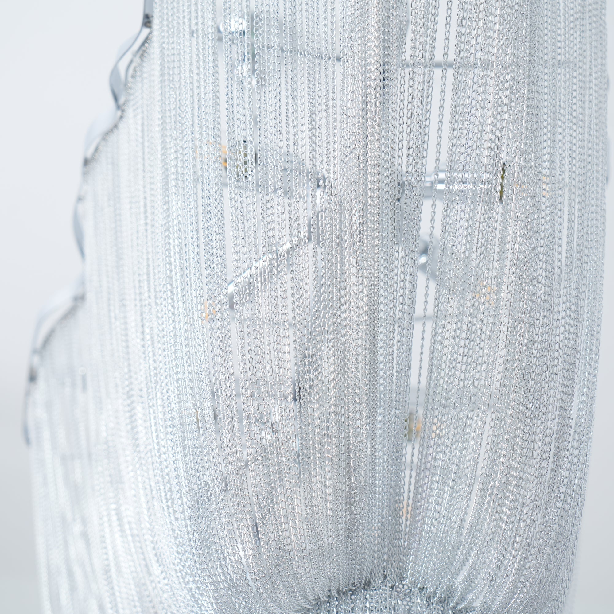 Lustra Chandelier Aluminum Chains Shimmering Nickel - Letslighting