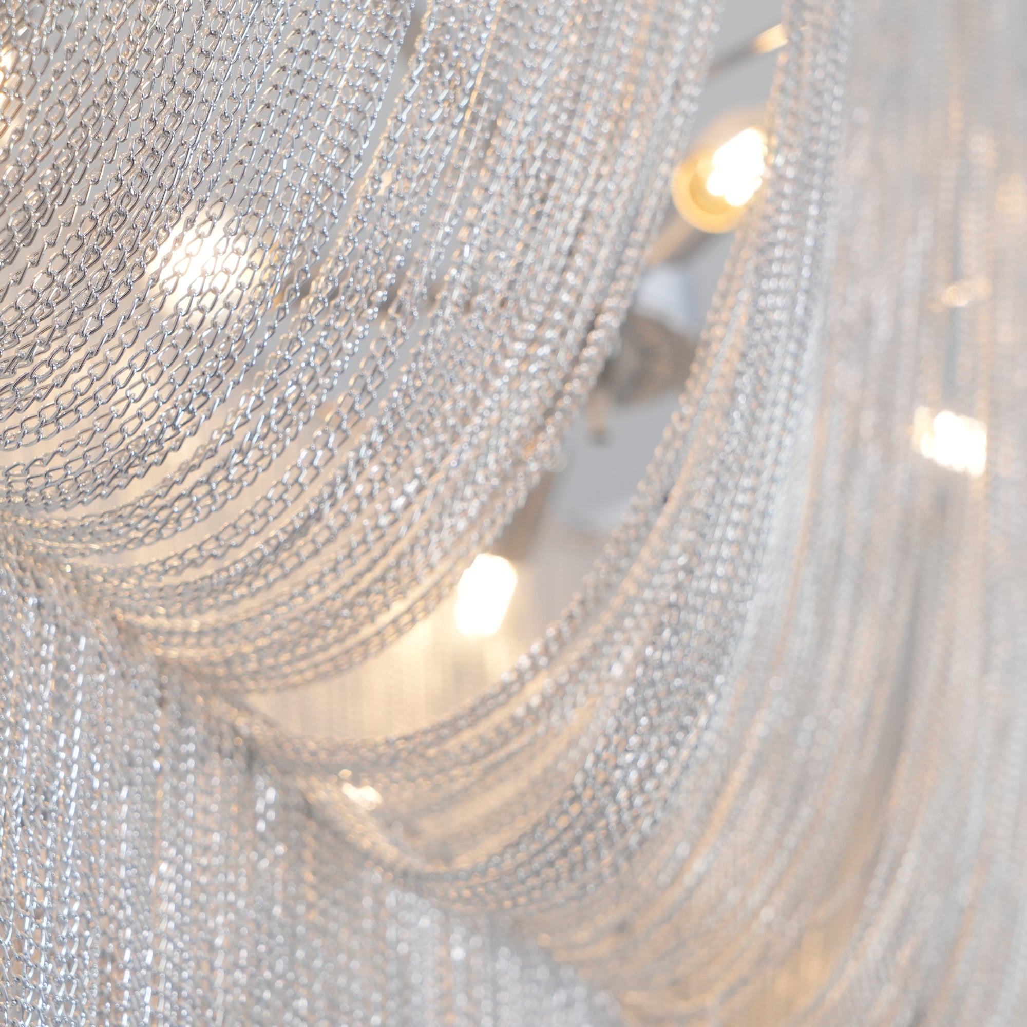 Lustra Chandelier Aluminum Chains Shimmering Nickel - Letslighting