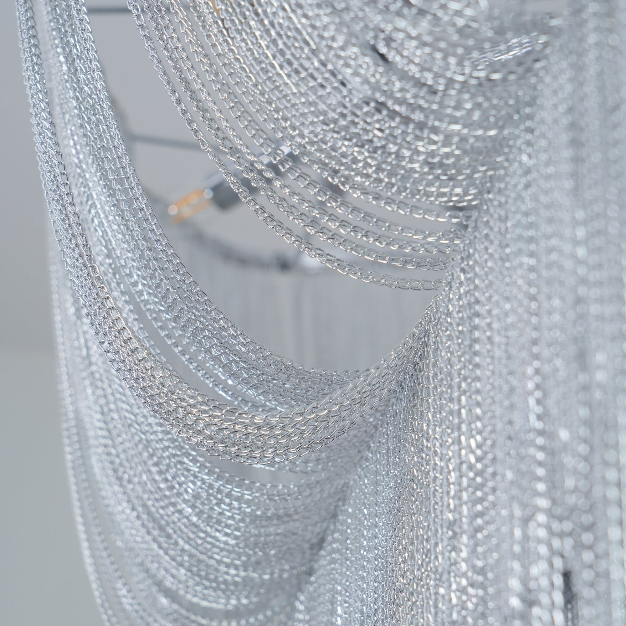 Lustra Chandelier Aluminum Chains Shimmering Nickel - Letslighting