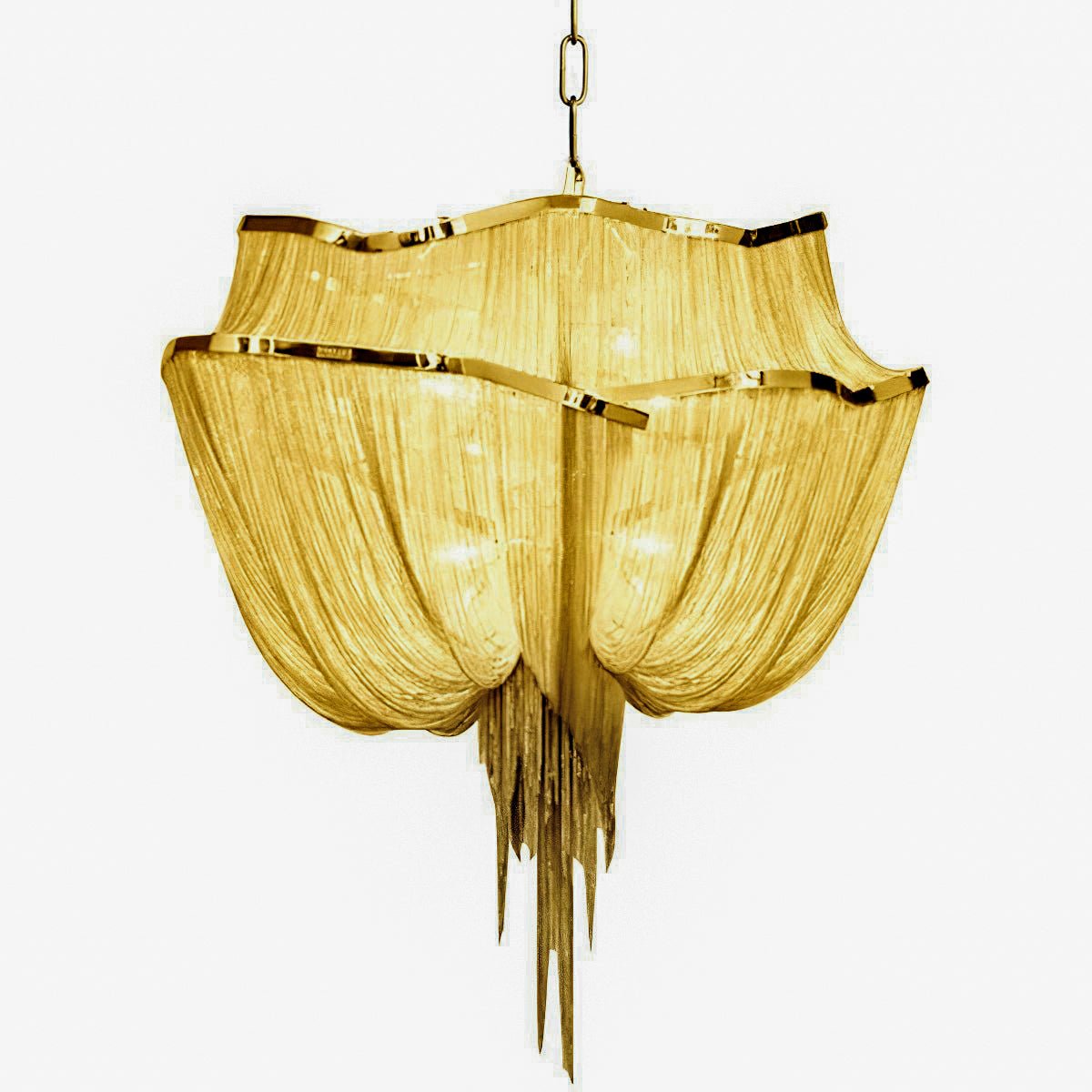 Lustra Chandelier Aluminum Chains Shimmering Nickel - Letslighting