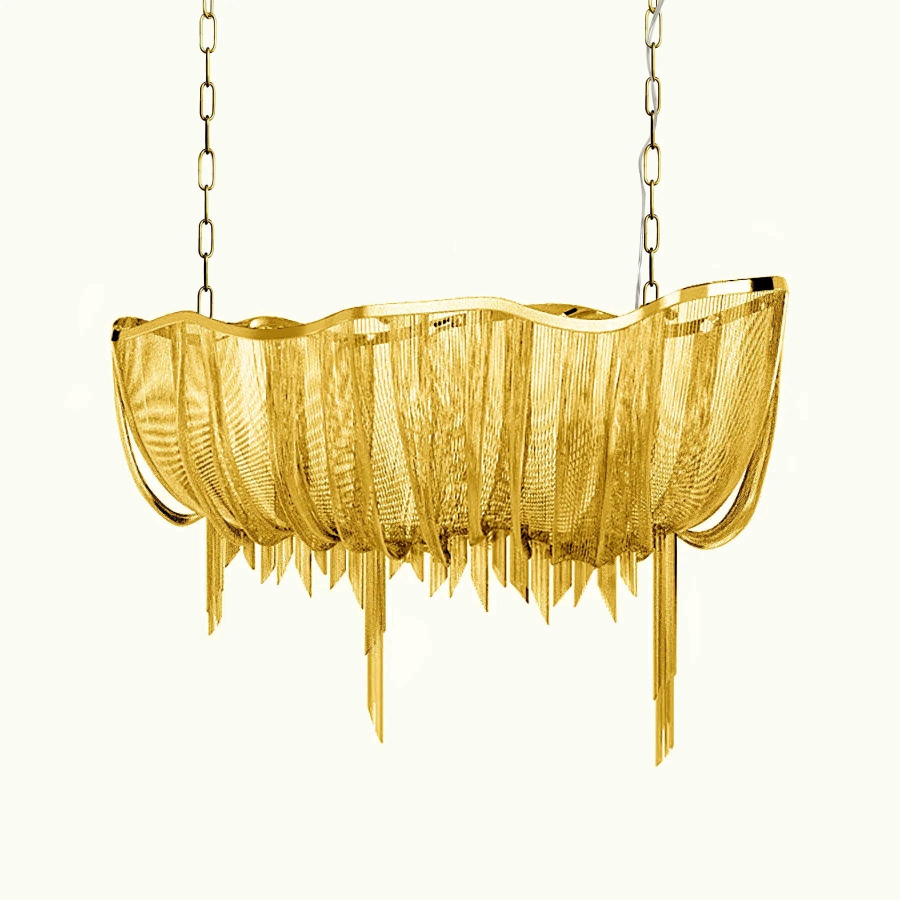 Lustra Chandelier Aluminum Chains Shimmering Nickel - Letslighting