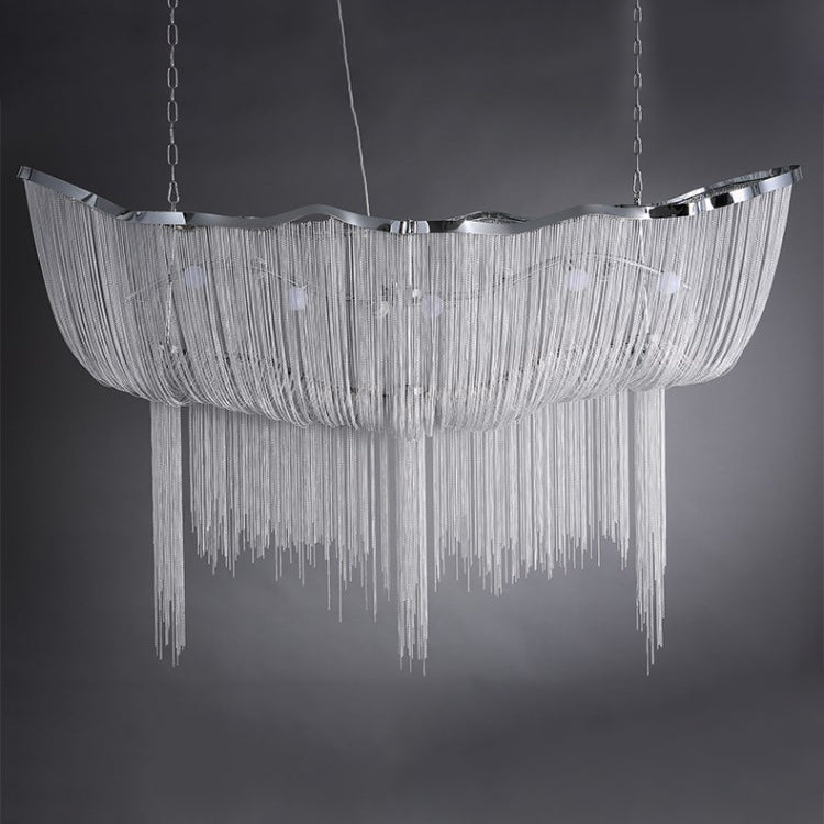Lustra Chandelier Aluminum Chains Shimmering Nickel - Letslighting