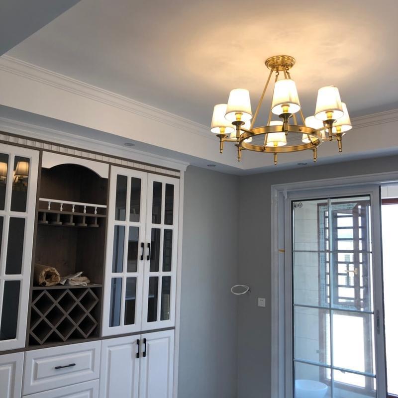 Lustra Chandelier Brass Linen Modern 8-Light - Letslighting