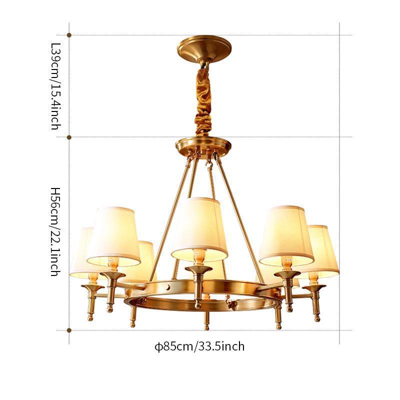 Lustra Chandelier Brass Linen Modern 8-Light - Letslighting