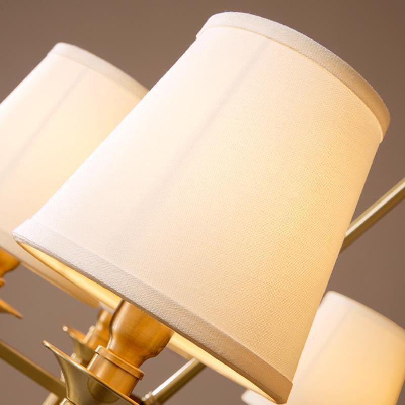 Lustra Chandelier Brass Linen Modern 8-Light - Letslighting