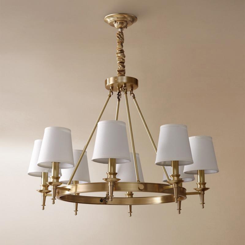 Lustra Chandelier Brass Linen Modern 8-Light - Letslighting