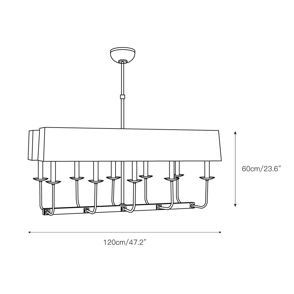 Beacon Modern Minimalist Linear Brass Fabric Chandelier - Letslighting