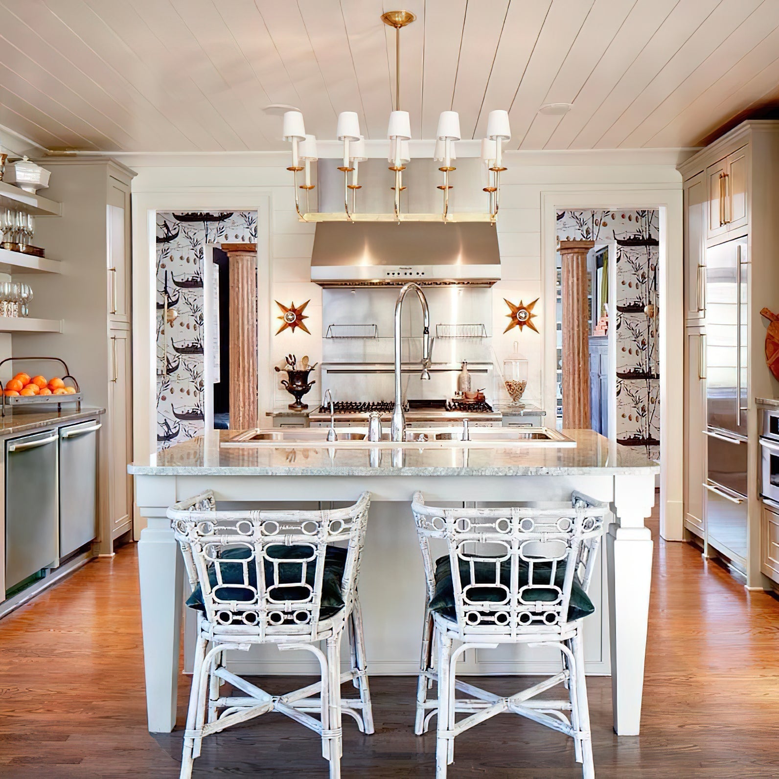 Beacon Modern Minimalist Linear Brass Fabric Chandelier - Letslighting