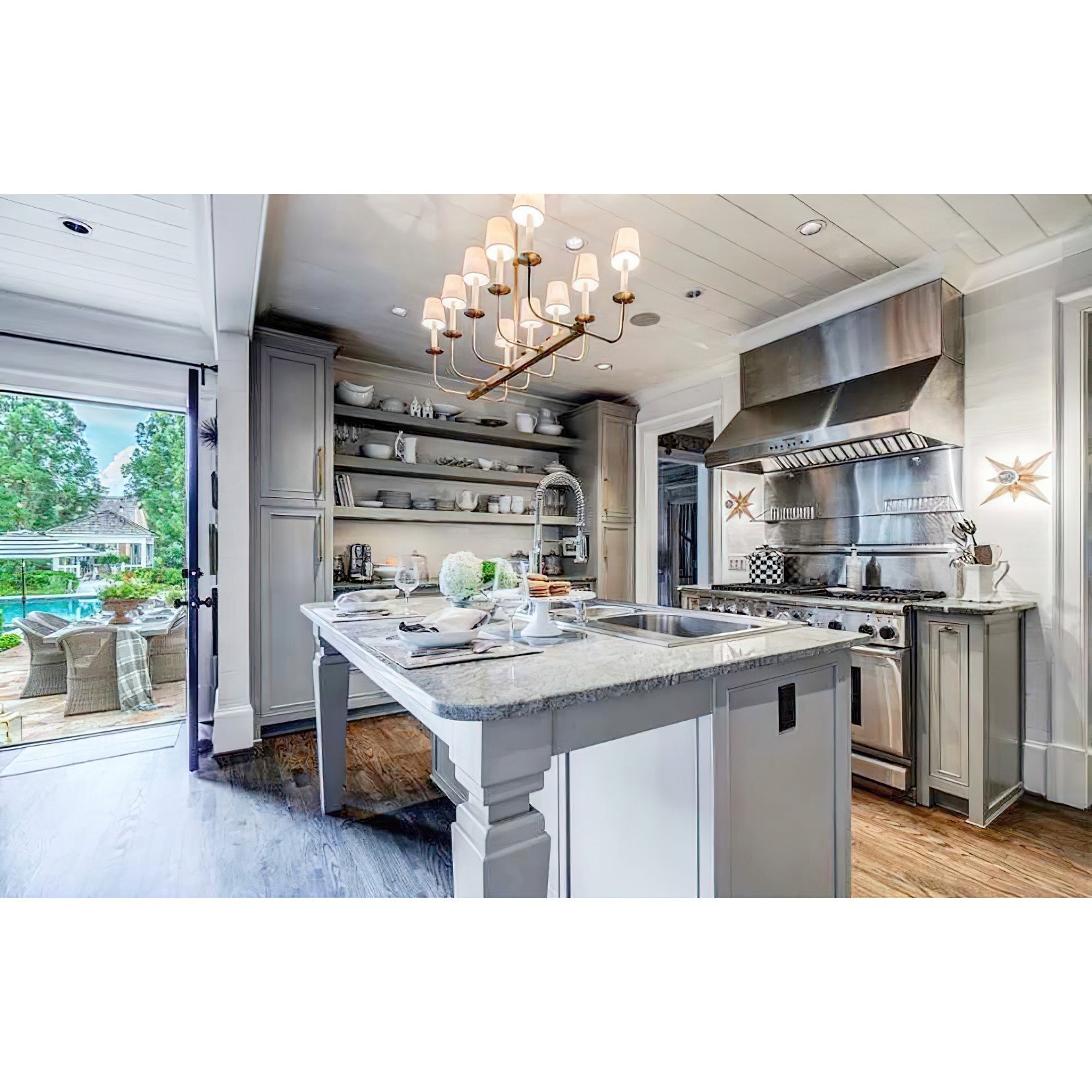 Beacon Modern Minimalist Linear Brass Fabric Chandelier - Letslighting