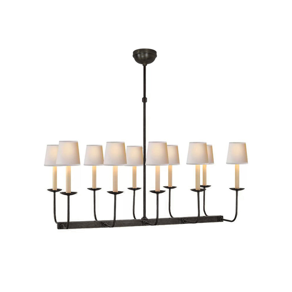 Beacon Modern Minimalist Linear Brass Fabric Chandelier - Letslighting