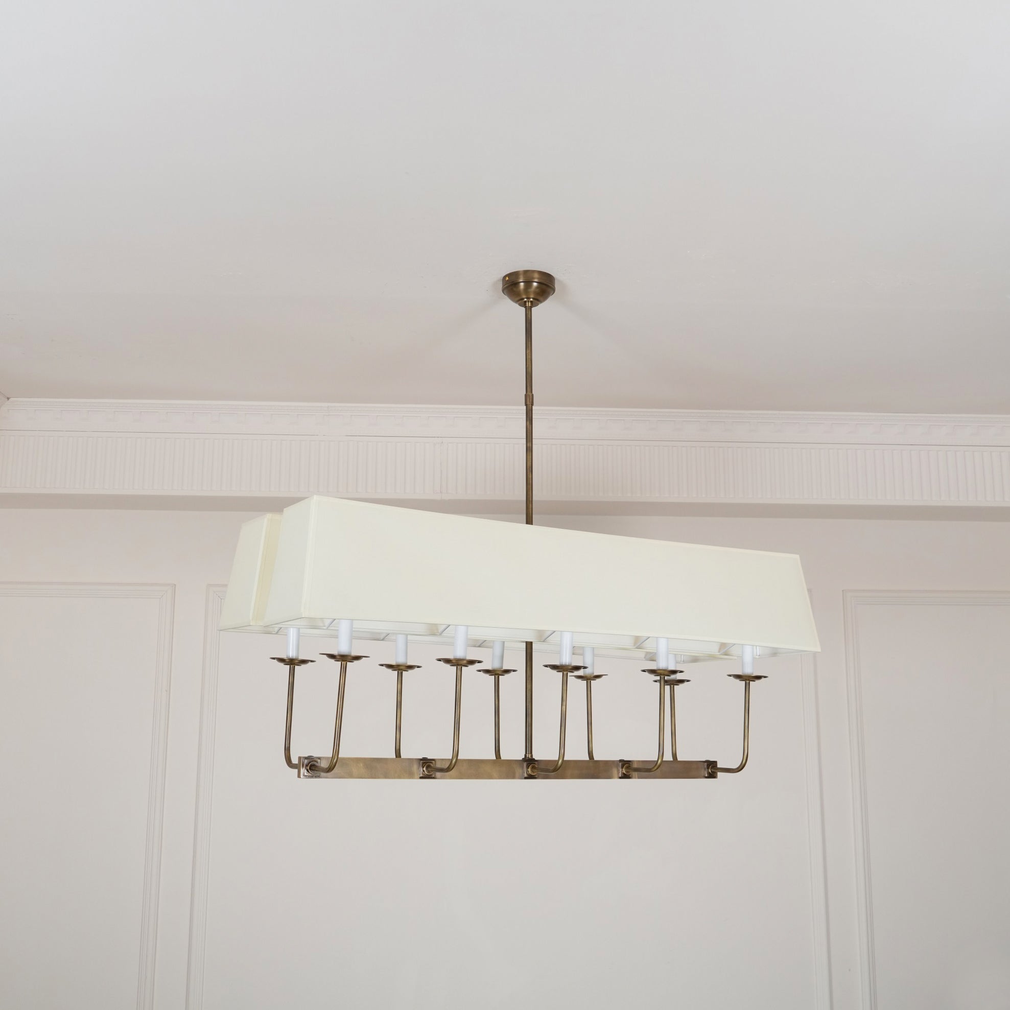 Beacon Modern Minimalist Linear Brass Fabric Chandelier - Letslighting