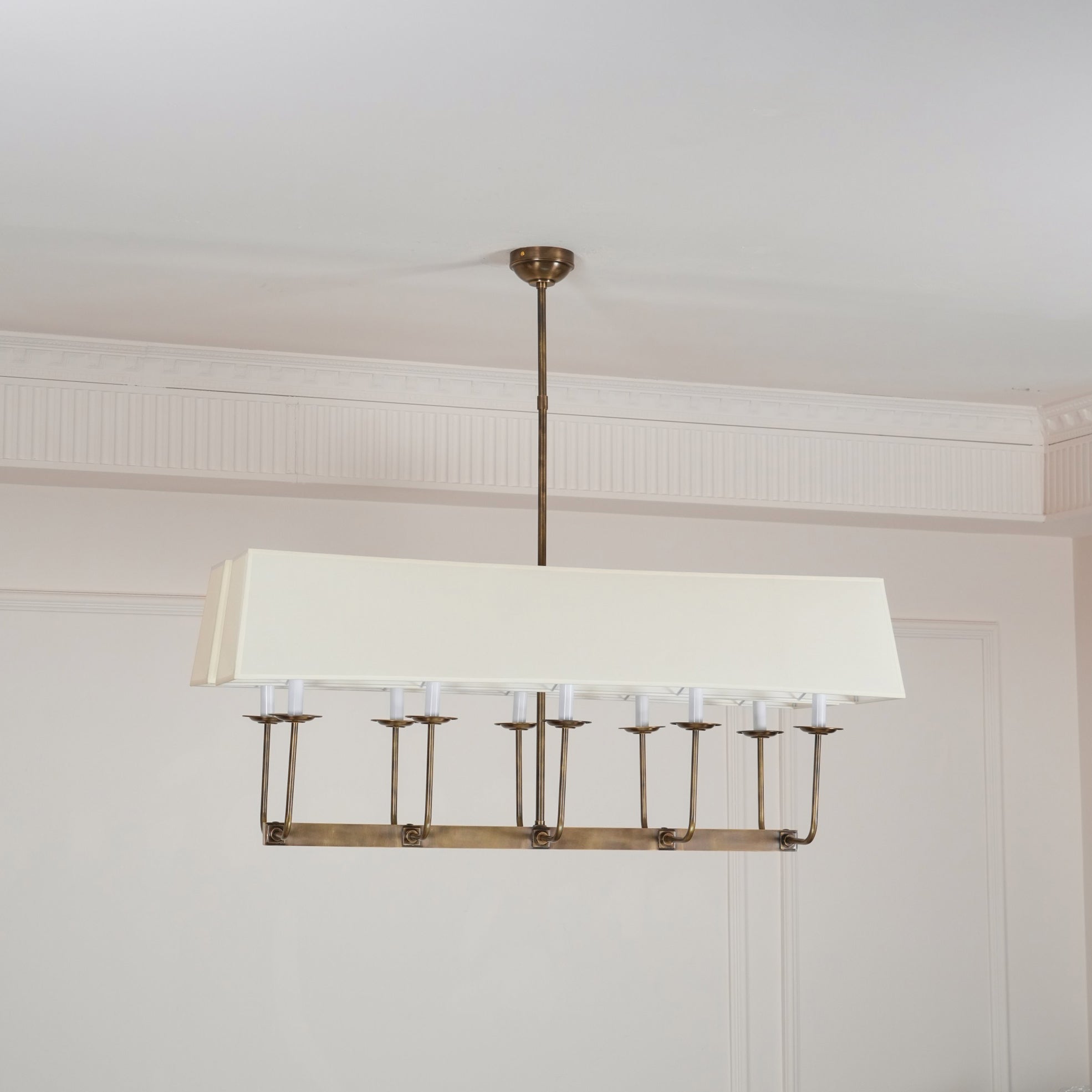 Beacon Modern Minimalist Linear Brass Fabric Chandelier - Letslighting