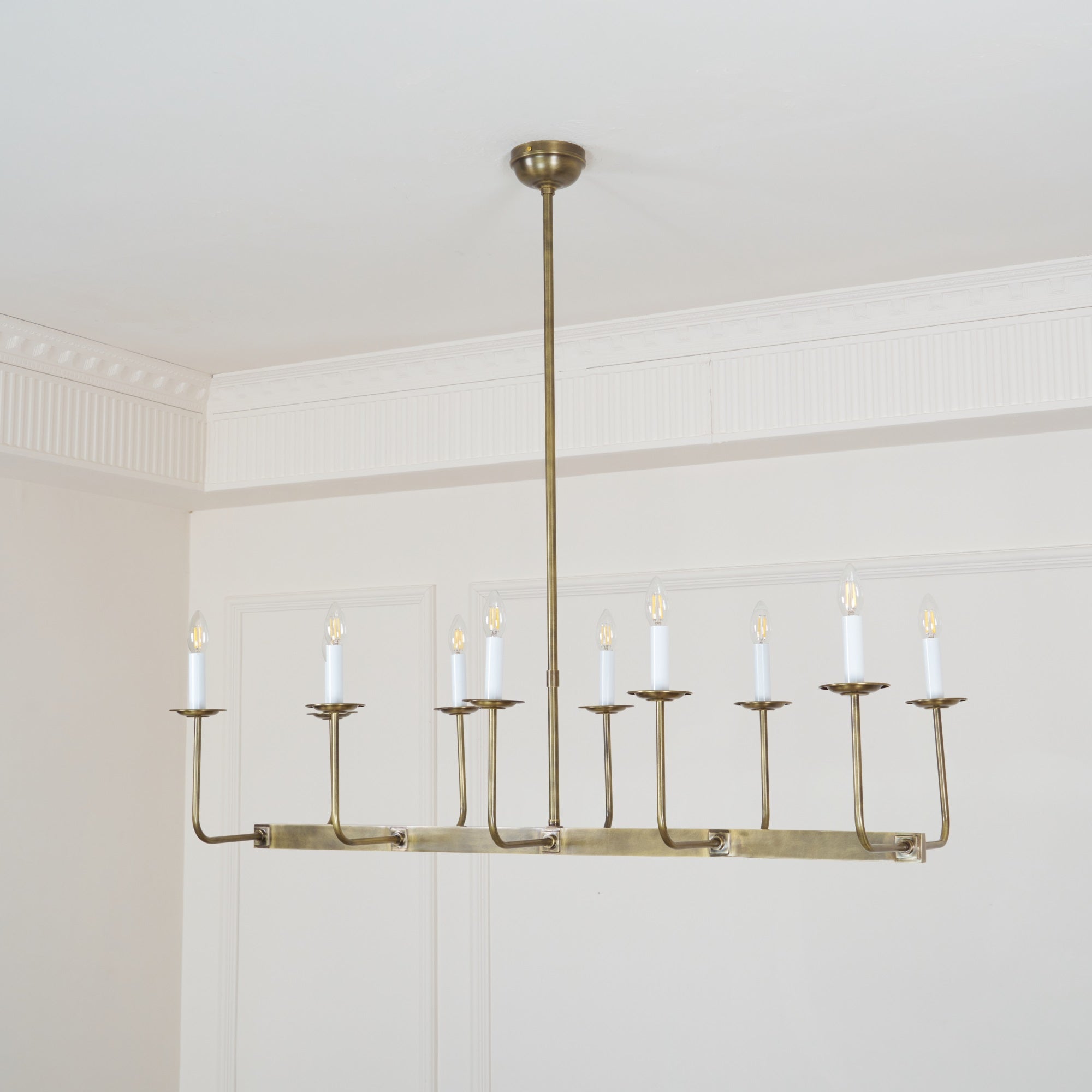 Beacon Modern Minimalist Linear Brass Fabric Chandelier - Letslighting