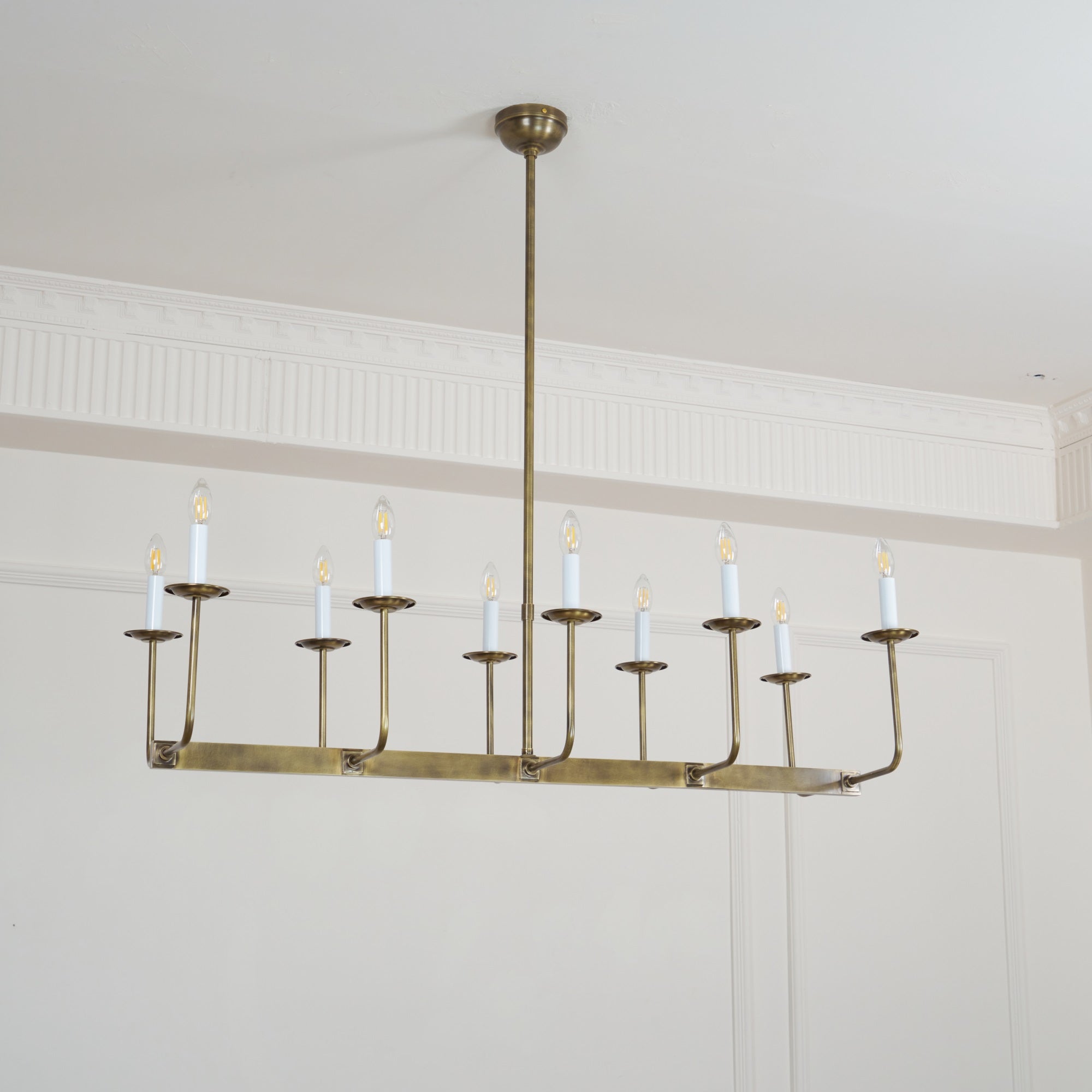 Beacon Modern Minimalist Linear Brass Fabric Chandelier - Letslighting