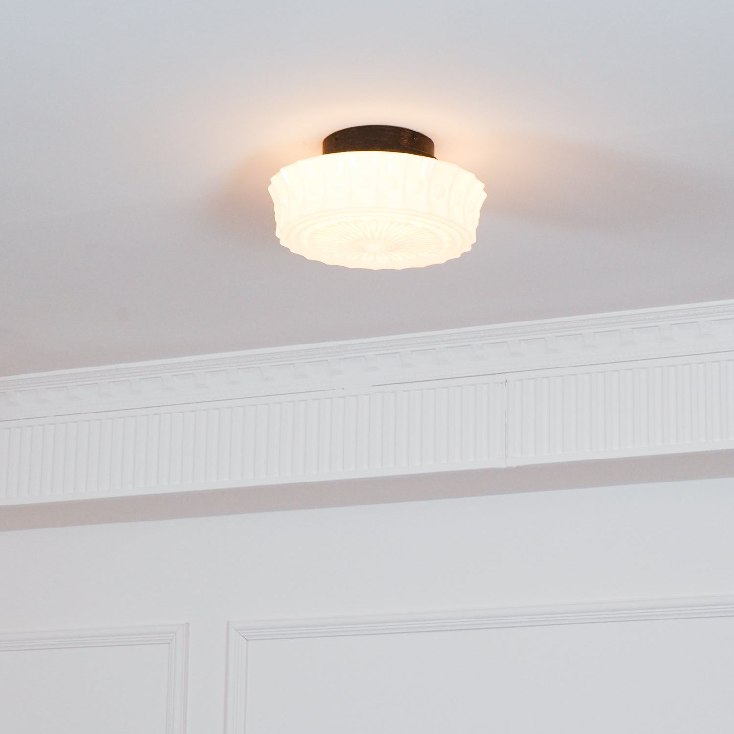 Solara Ceiling Lamp White Glass Floral for Living Room - Letslighting