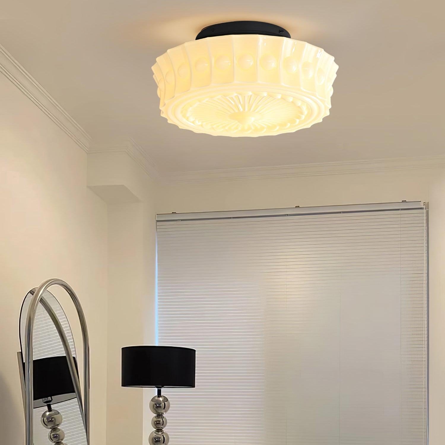 Solara Ceiling Lamp White Glass Floral for Living Room - Letslighting