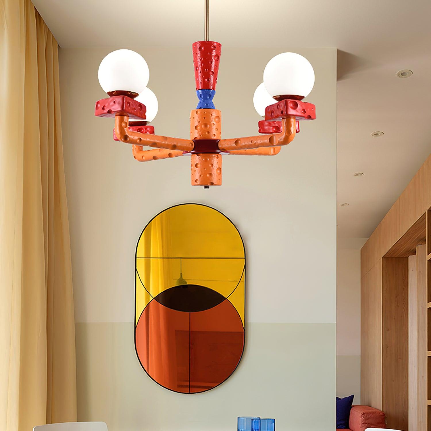 Cheese Chandelier Colorful Playful - Letslighting
