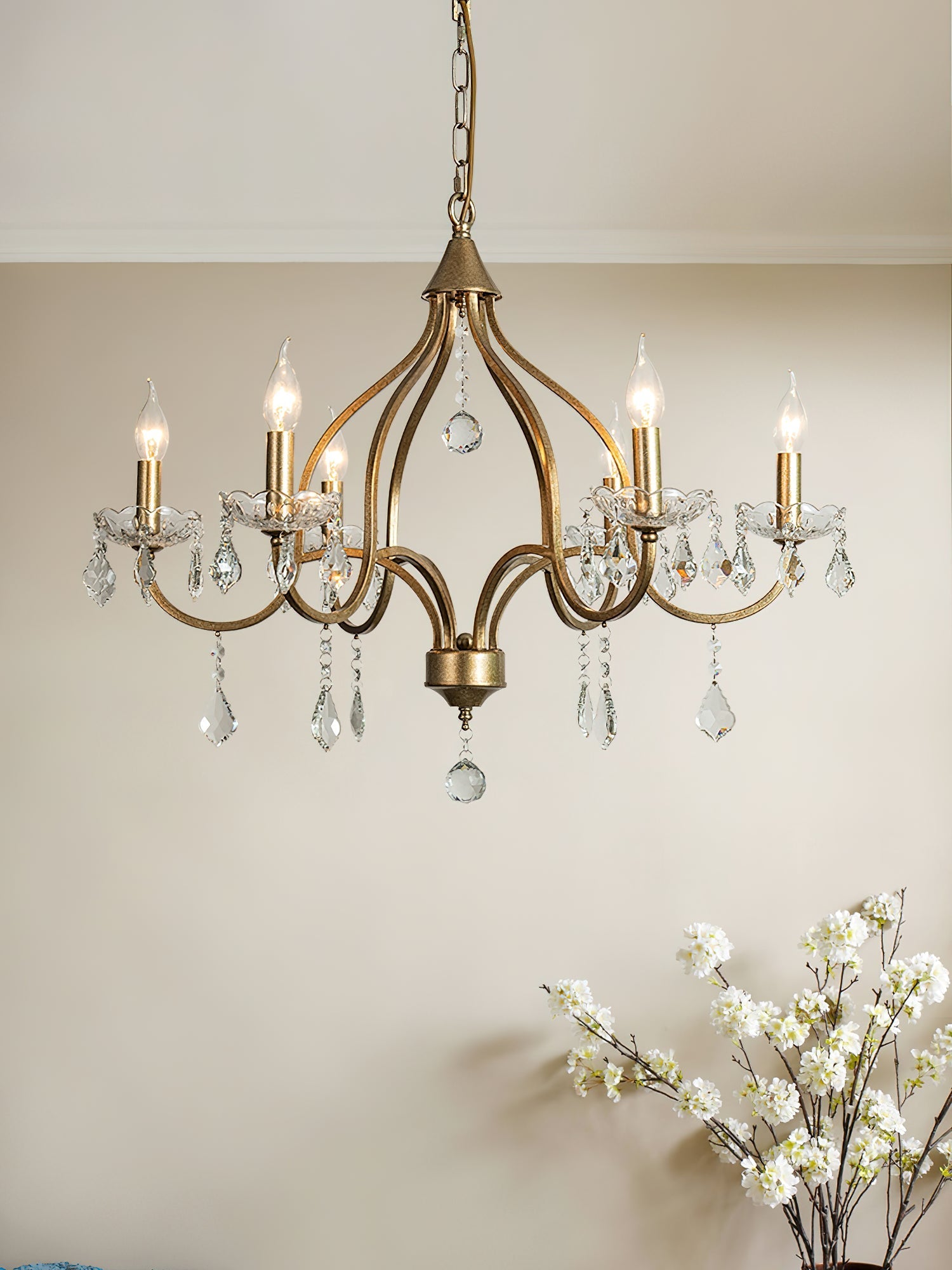 Breathe Luxury Vintage Brass Crystal Chandelier - Letslighting
