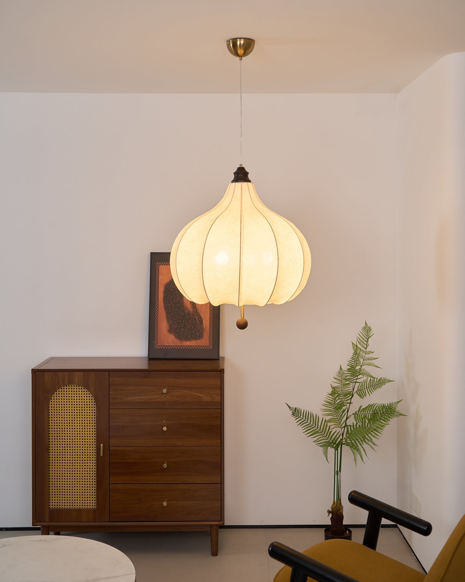 Orbitio Fabric Wood Pendant Light - Letslighting