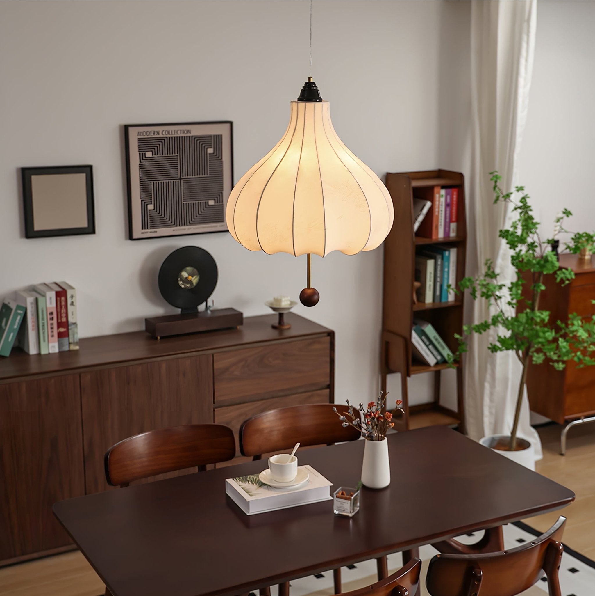 Orbitio Fabric Wood Pendant Light - Letslighting