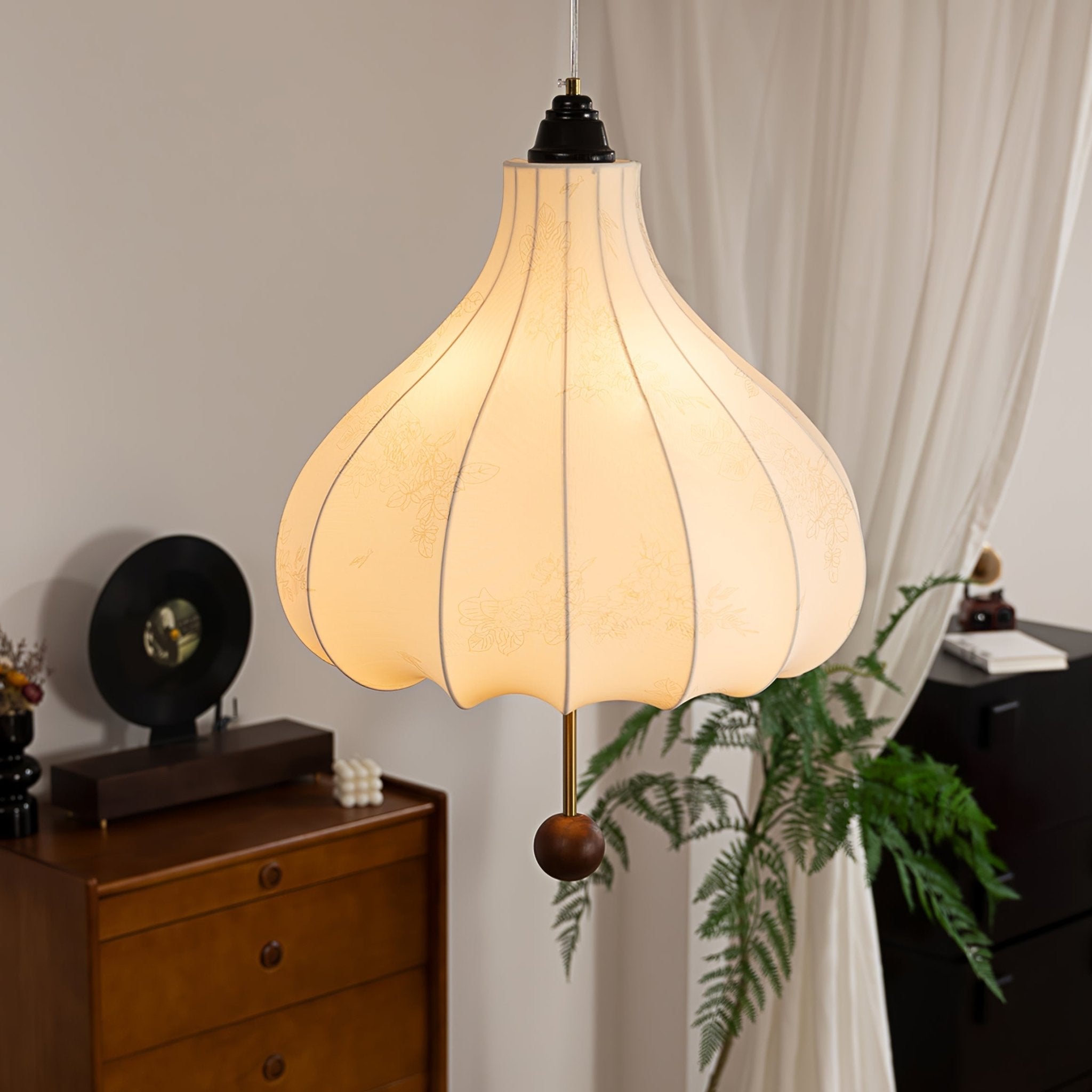 Orbitio Fabric Wood Pendant Light - Letslighting