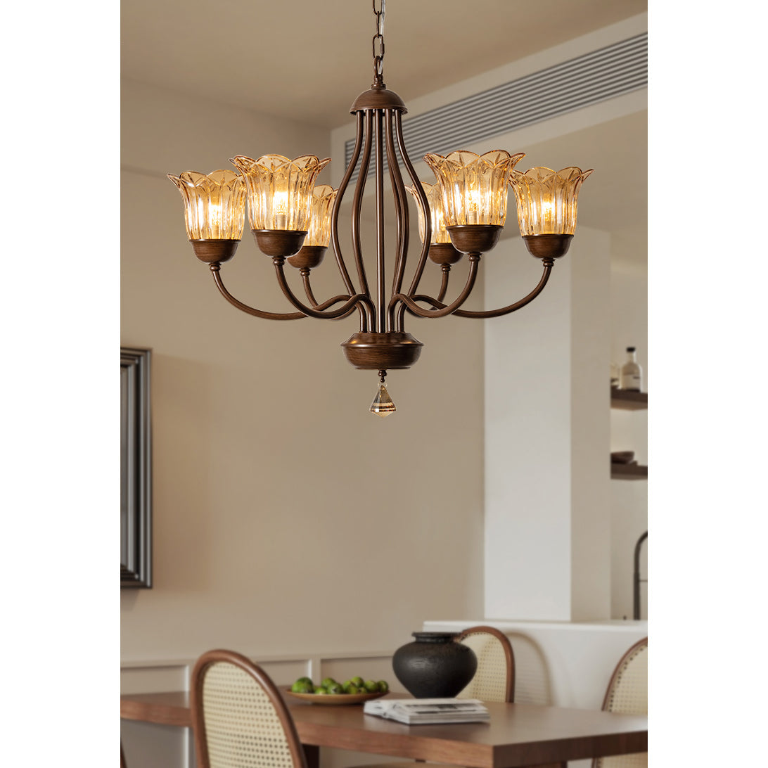 Brume Vintage Industrial Amber Glass Chandelier - Letslighting