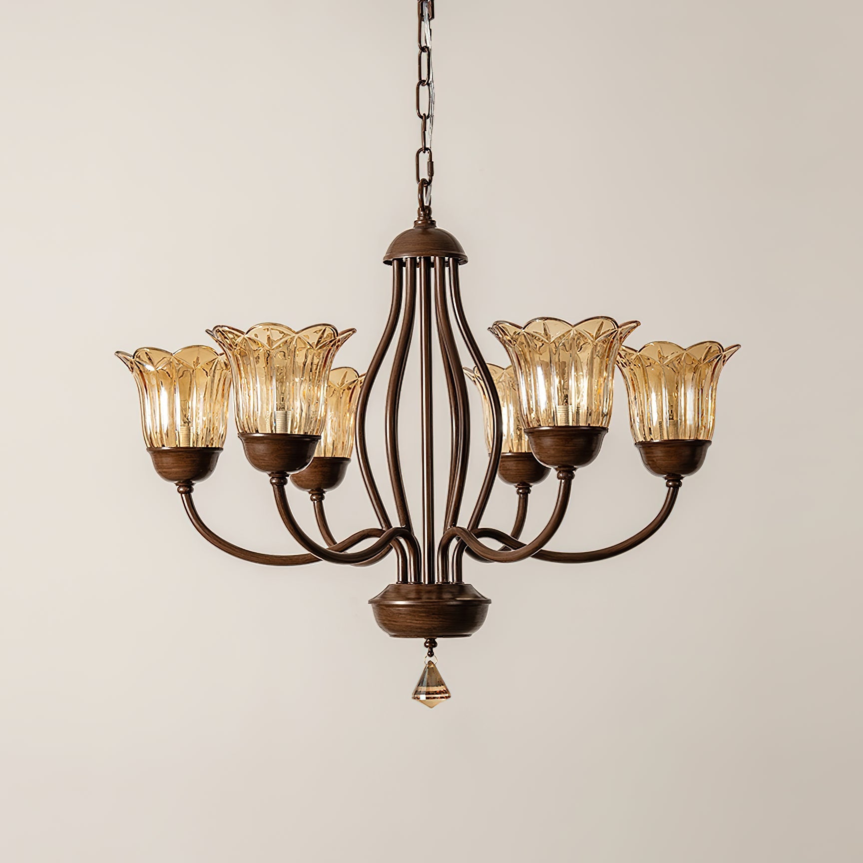 Brume Vintage Industrial Amber Glass Chandelier - Letslighting