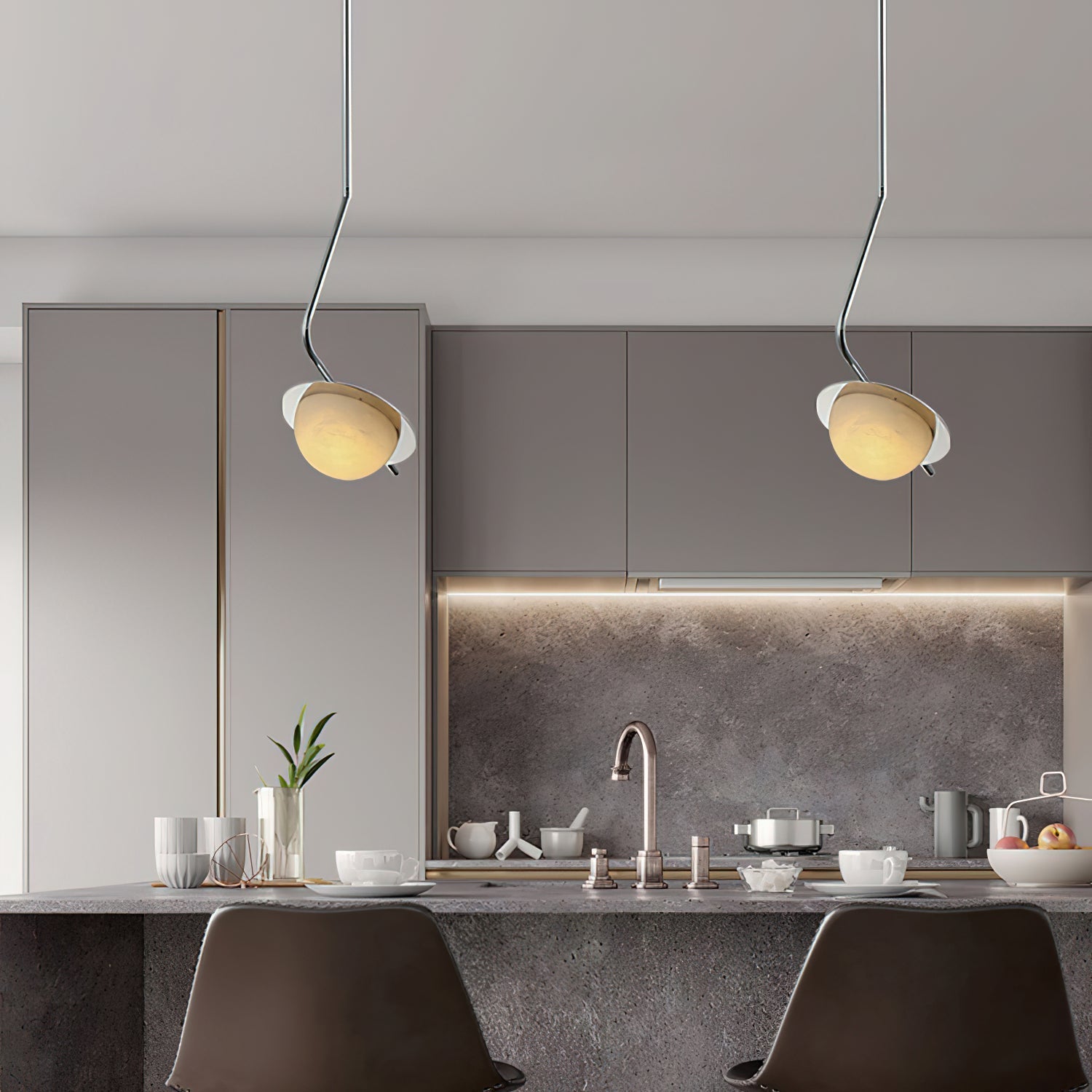 Ivvaros Chic Modern Minimalist LuminanceStainless Alabaster Pendant Light - Letslighting