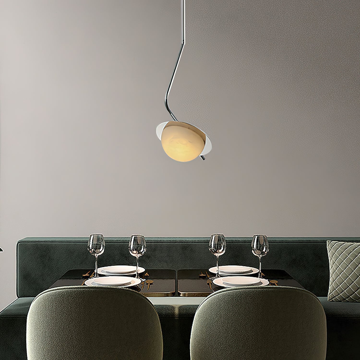 Ivvaros Chic Modern Minimalist LuminanceStainless Alabaster Pendant Light - Letslighting