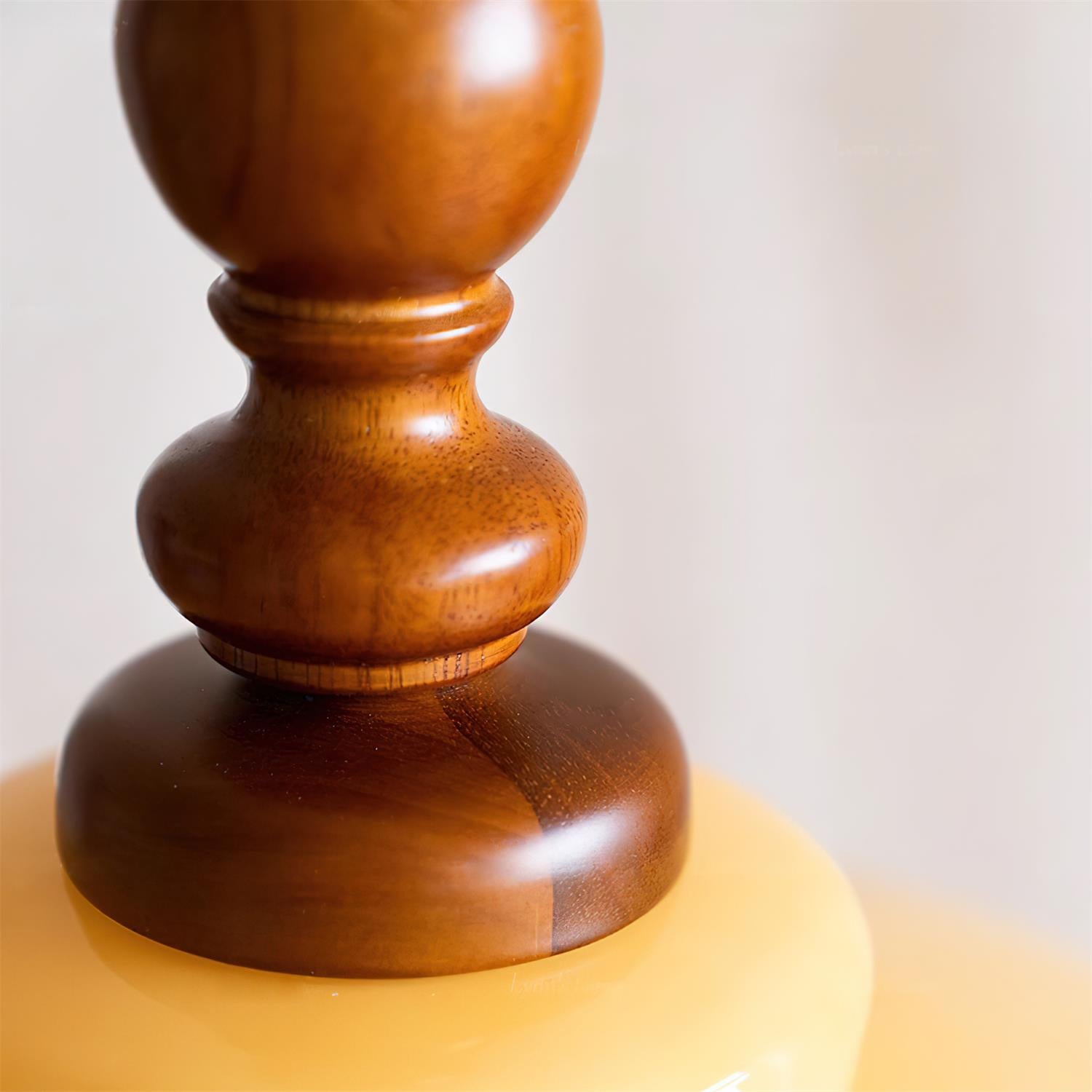 Pendant Lamp Yellow Glass with Walnut Wood Accent Retro - Letslighting