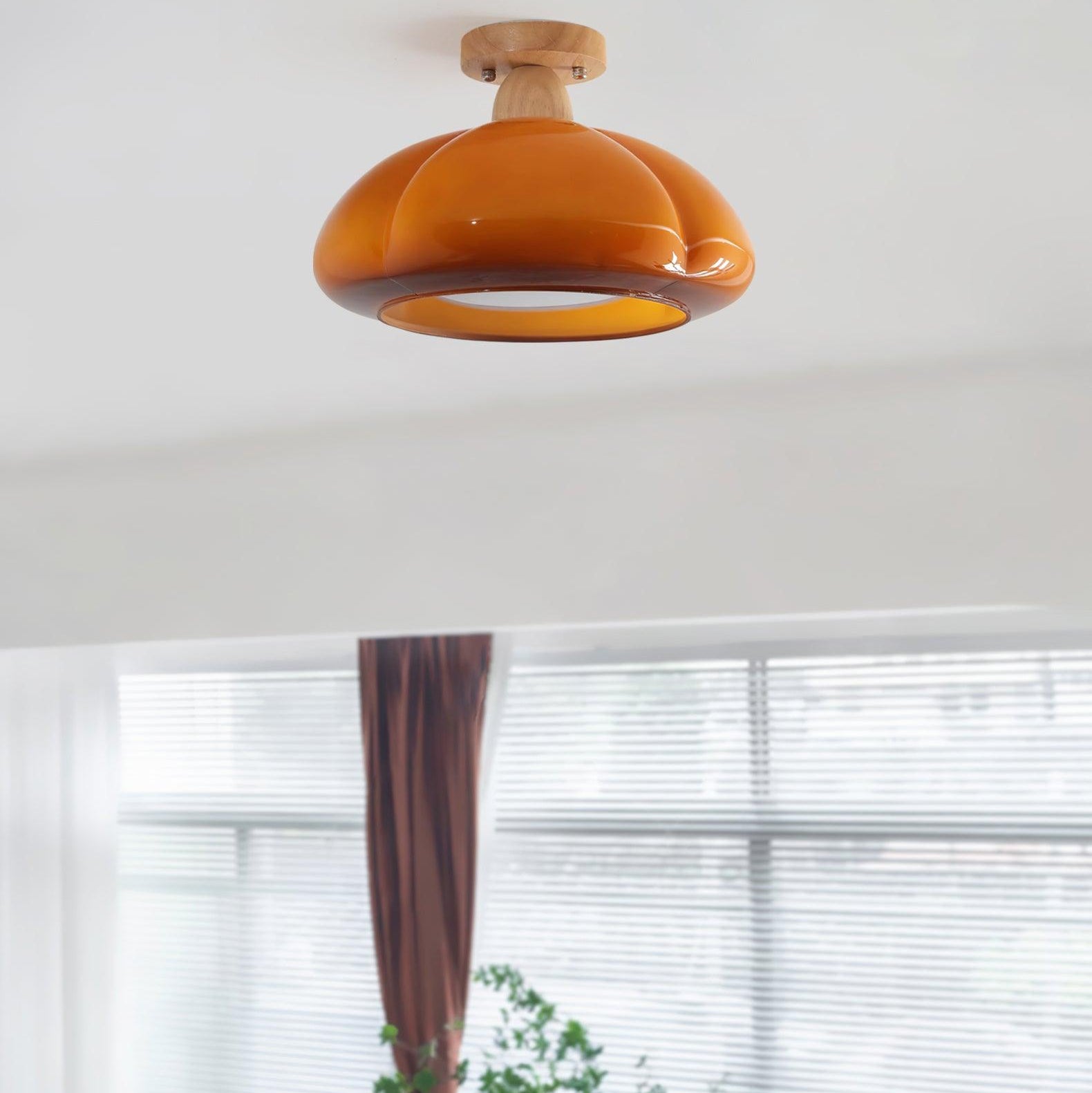 Ambrina Amber Glass Semi Flush Mount Ceiling Light - Letslighting