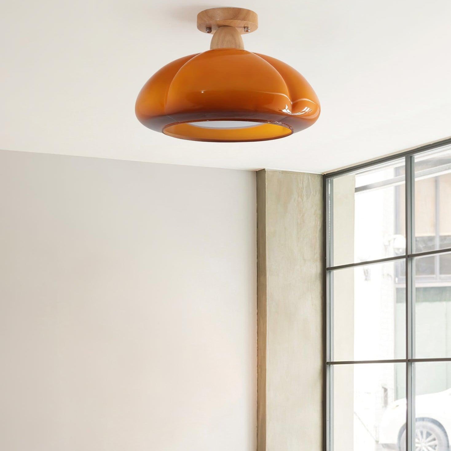 Ambrina Amber Glass Semi Flush Mount Ceiling Light - Letslighting