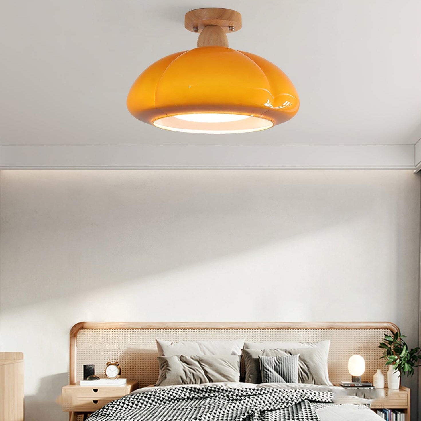Ambrina Amber Glass Semi Flush Mount Ceiling Light - Letslighting