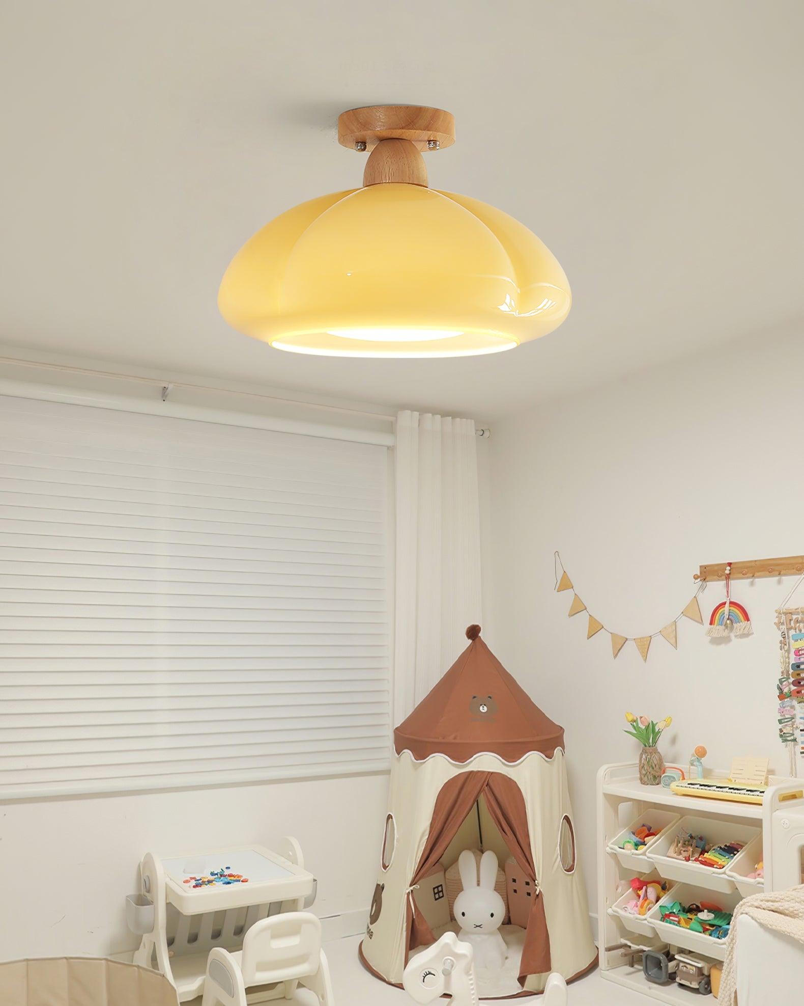 Ambrina Amber Glass Semi Flush Mount Ceiling Light - Letslighting