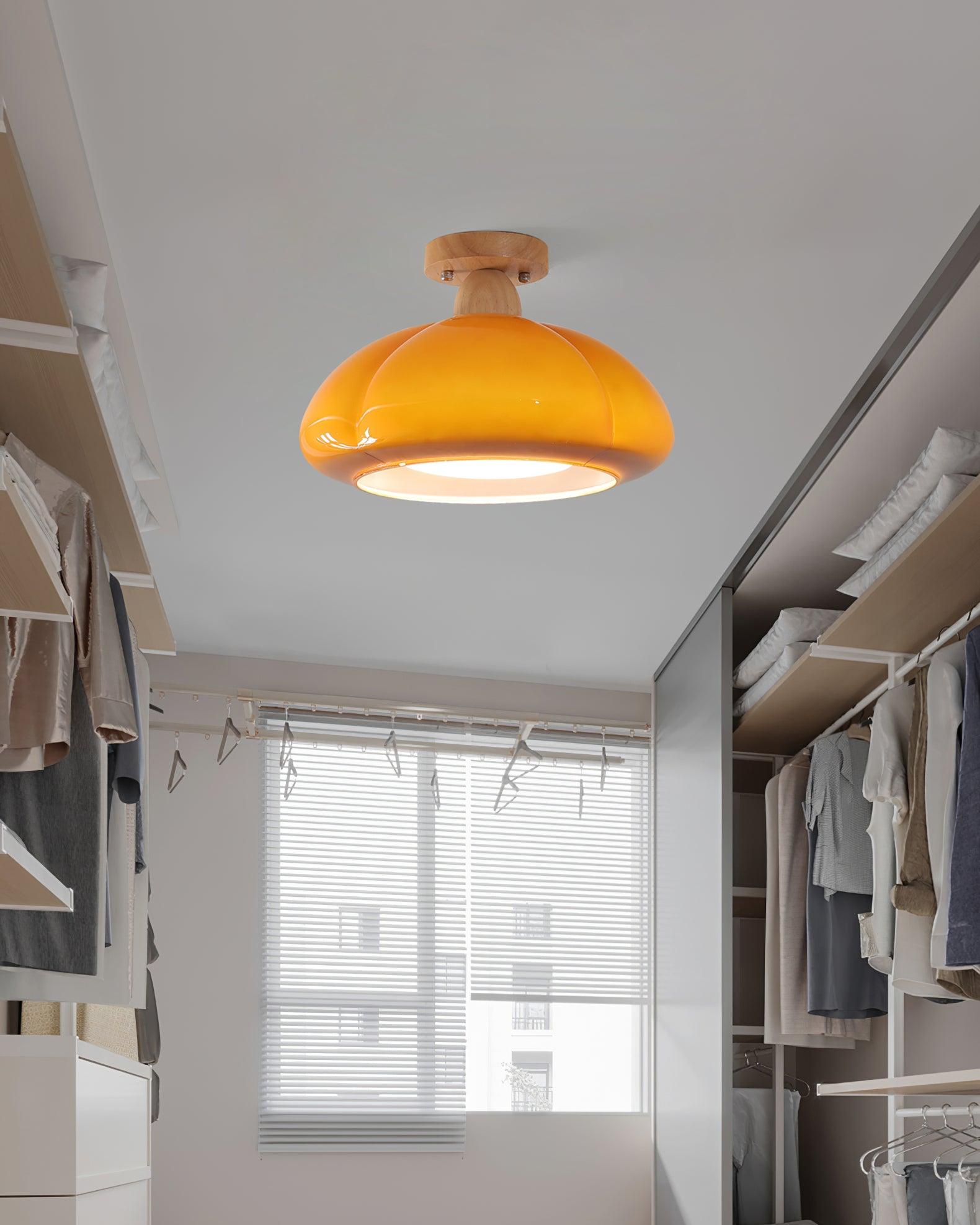 Ambrina Amber Glass Semi Flush Mount Ceiling Light - Letslighting