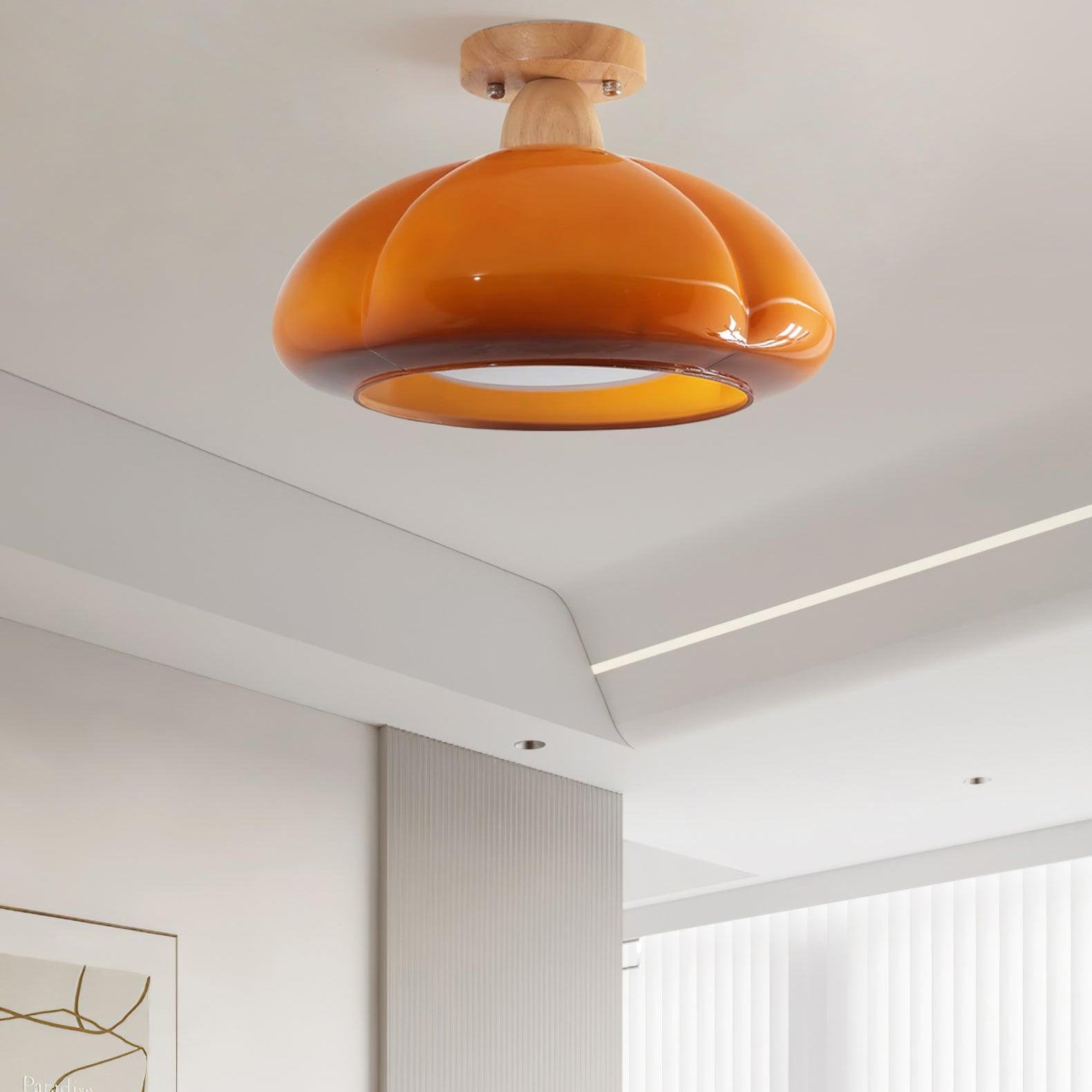 Ambrina Amber Glass Semi Flush Mount Ceiling Light - Letslighting