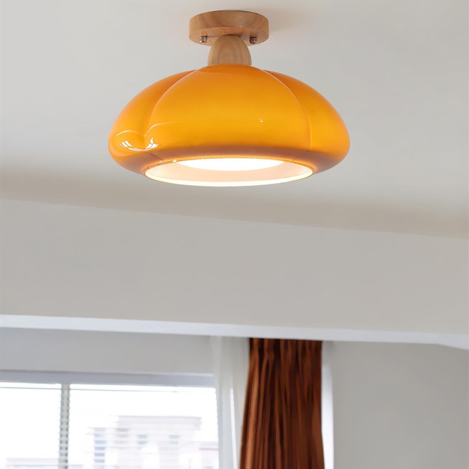 Ambrina Amber Glass Semi Flush Mount Ceiling Light - Letslighting