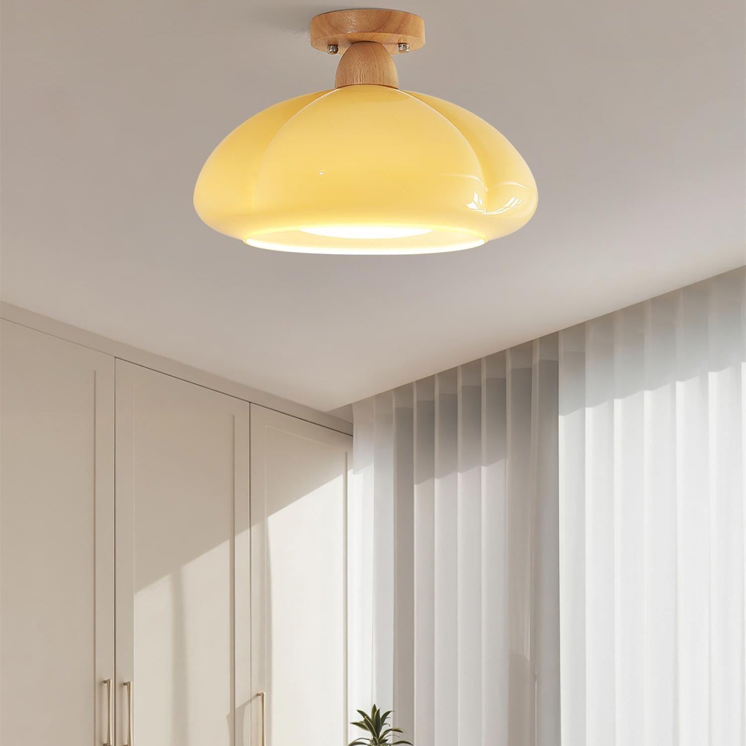 Ambrina Amber Glass Semi Flush Mount Ceiling Light - Letslighting