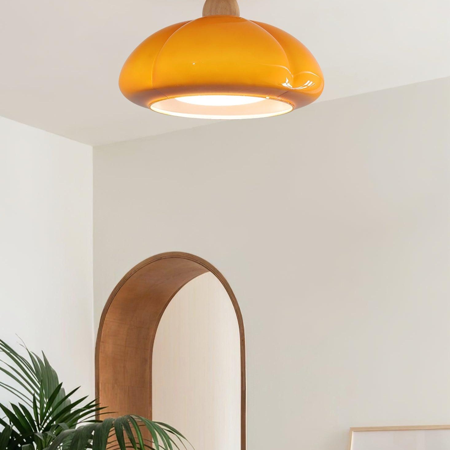 Ambrina Amber Glass Semi Flush Mount Ceiling Light - Letslighting