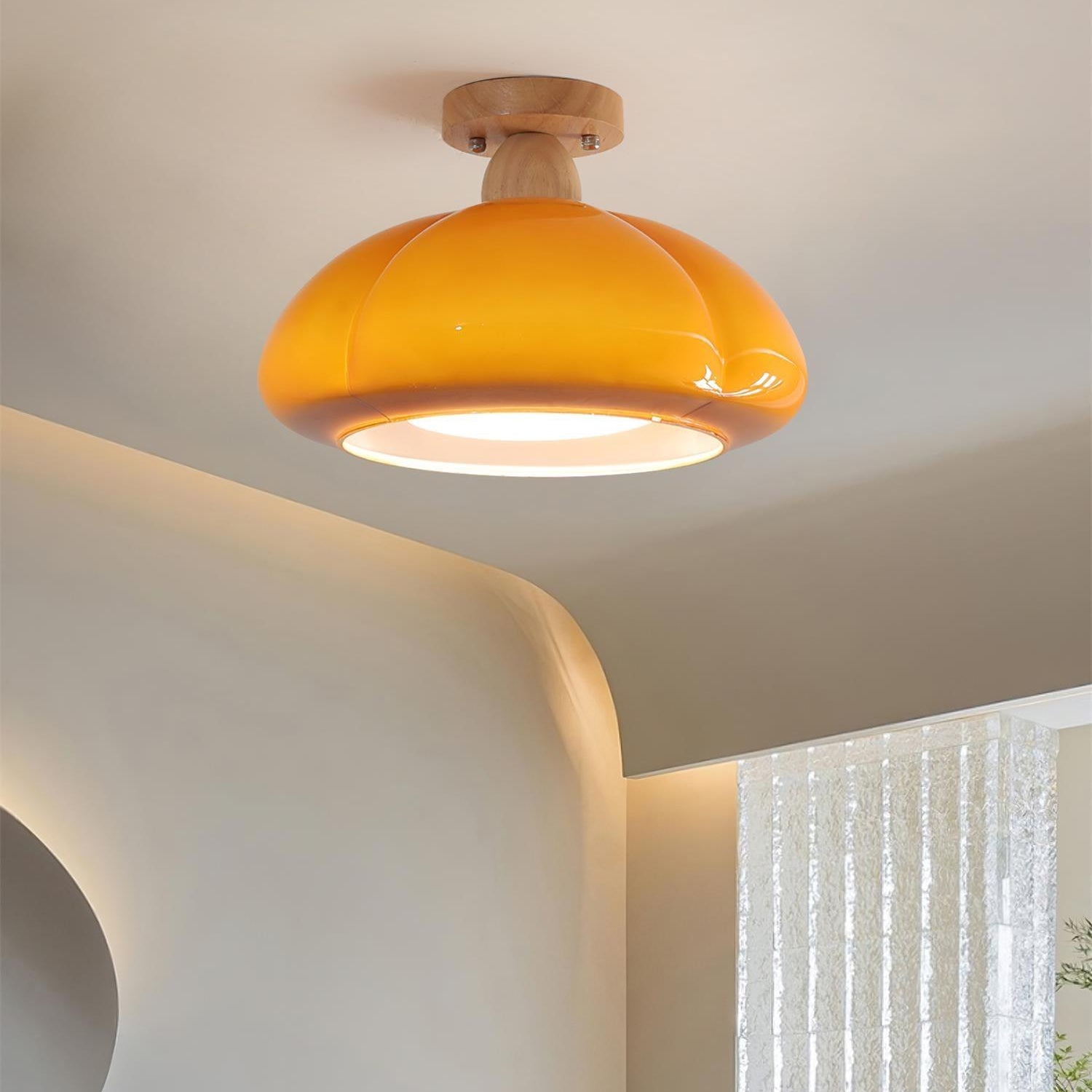 Ambrina Amber Glass Semi Flush Mount Ceiling Light - Letslighting