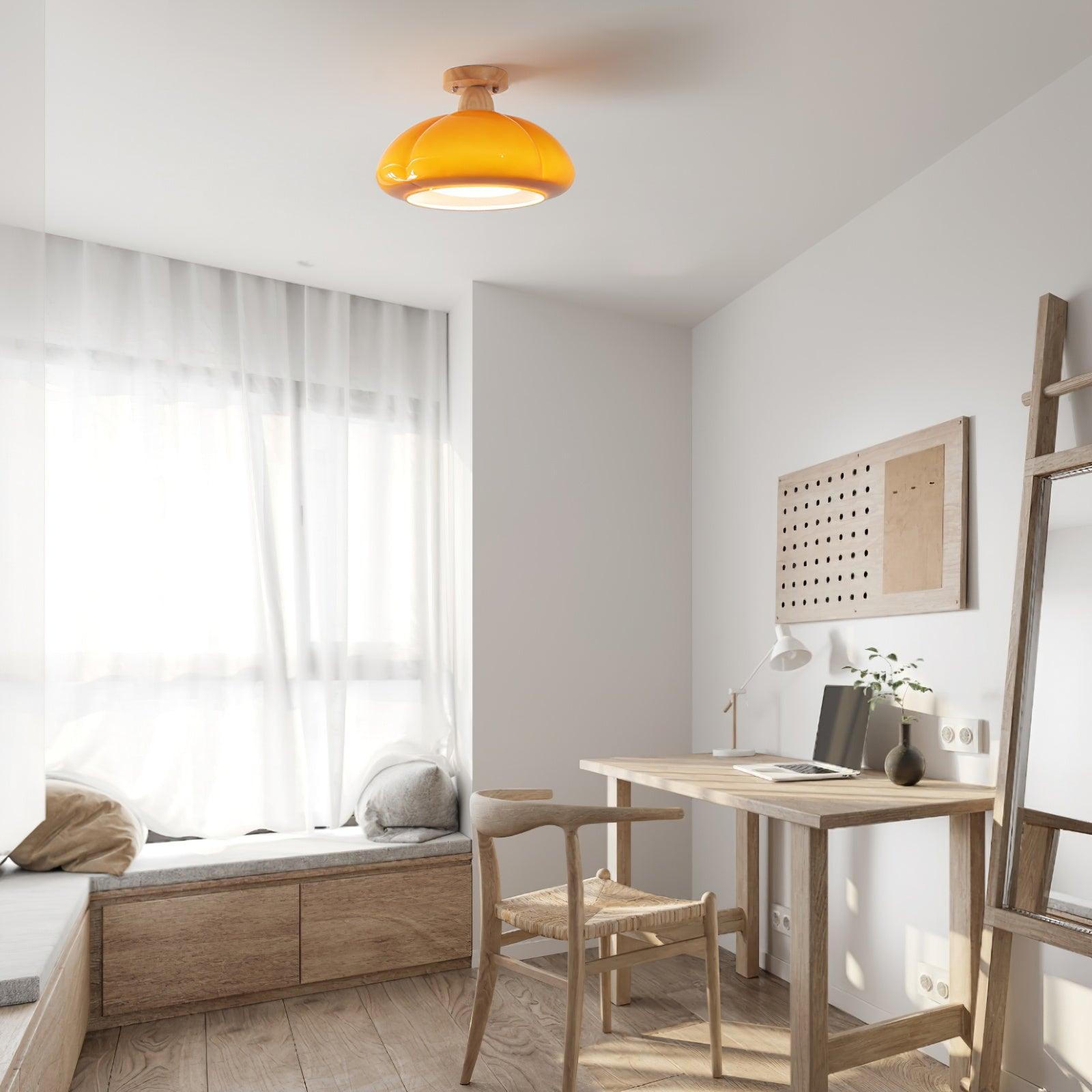 Ambrina Amber Glass Semi Flush Mount Ceiling Light - Letslighting