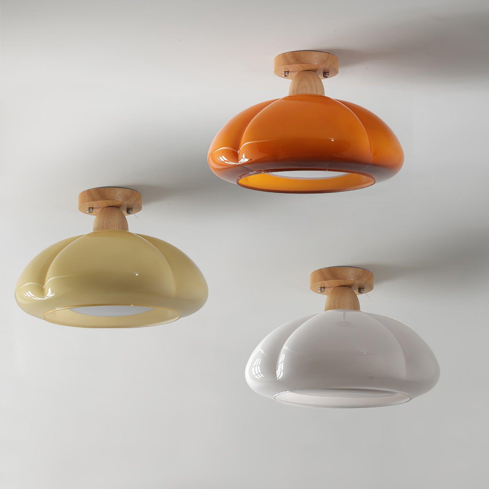 Ambrina Amber Glass Semi Flush Mount Ceiling Light - Letslighting